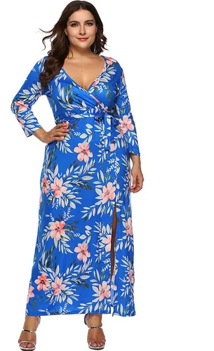 Vestido Maxi Estampado Mujer Tallas Grandes 1002 Vestido Maxi Estampado Mujer Tallas Grandes 1002