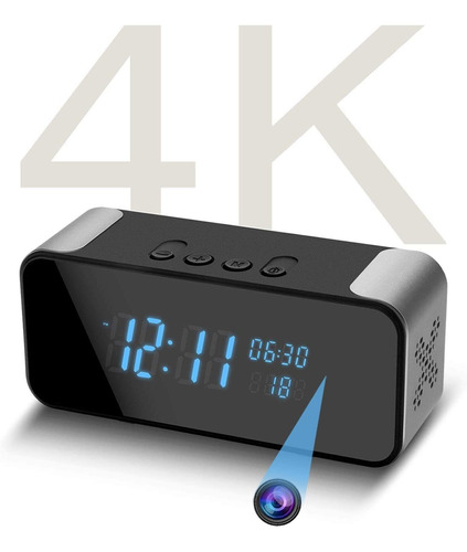 Cámara Espía 4k Reloj En Despertador Bluetooth Altavoz 