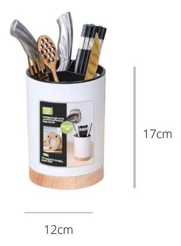 Imagen 2 de 8 de Escurridor Cubiertos Porta Cubiertos Plastico Y Madera
