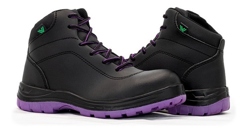 Bota De Seguridad Industrial Vanvien Plexus Negro Lila