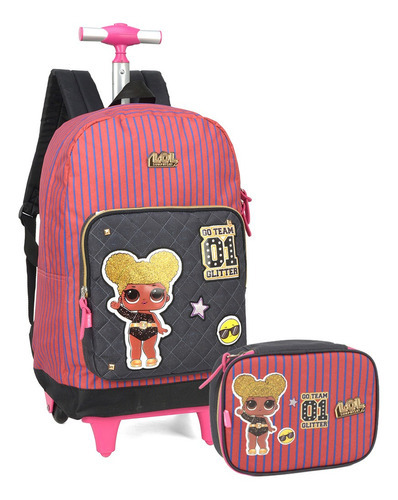 Kit Mochila De Rodas E Estojo Box Queen Bee 51314 Infantil 