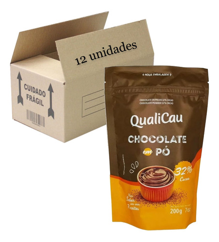 Chocolate Em Pó 32% Cacau Qualicau 200g (12 Unidades)