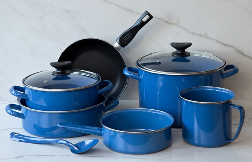 Imagen 5 de 7 de Batería De Cocina Cinsa 9 Piezas Color Azul Grafito