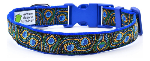 Collar De Perro De Pavo Cinta Bordada Azul 4 Tamaños A...