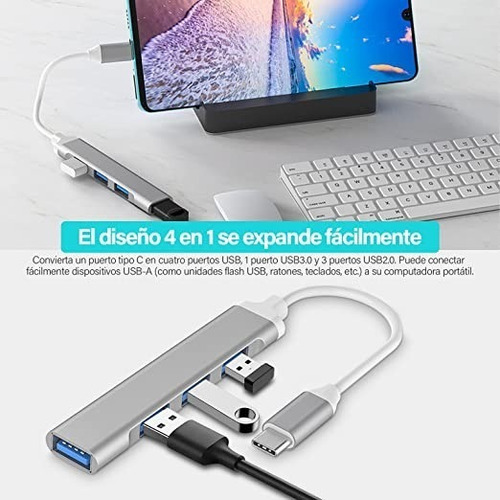 4 Puertos Hub Usb 3.0 Tipo C Win 7/8/10 Xp Linux Osx Laptop