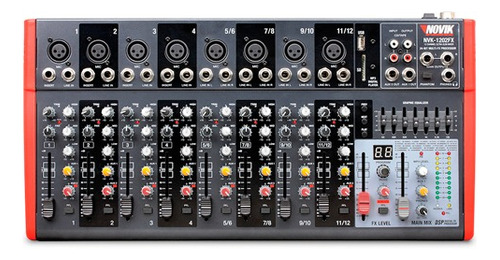 Consola Mixer Novik Nvk-1202fx Usb 12 Canales Ultra Slim Fx