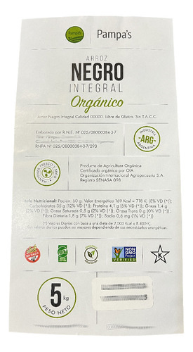 Arroz Negro Integral Orgánico Pampa Rice 1kg -fraccionado-