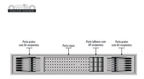 Imagem 2 de 7 de Calha Úmida Canal Equipado Embutido Escorredor Louça Inox