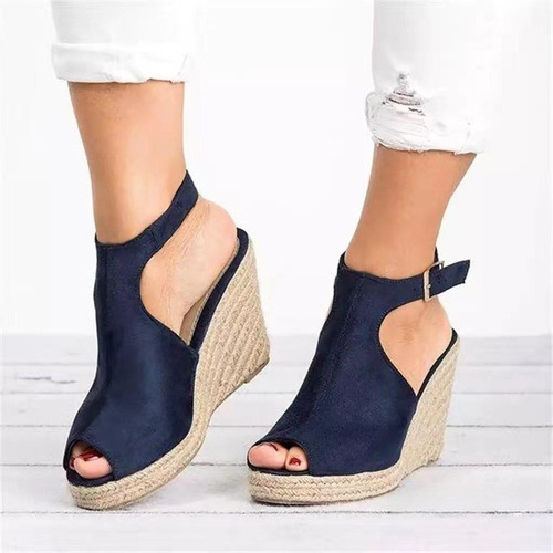 Sandalias Con Punta Abierta Y Suela De Lino Con Forma De Pez