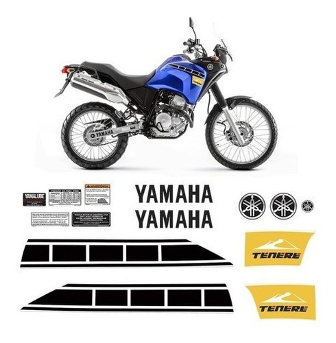 Kit Adesivo Tenere 250 2012/2013 Moto Yamaha Emblemas Tanque Cor Preto