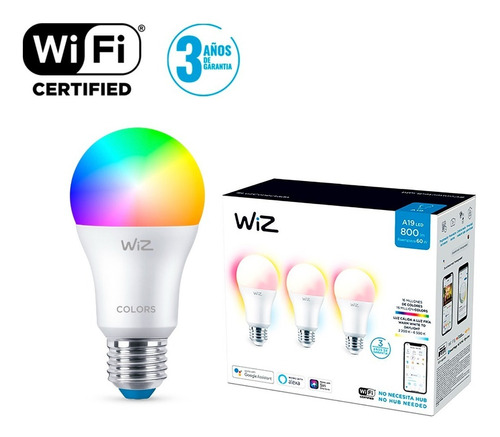 Pack X3 Focos Inteligentes A19 E26 Colors - Wifi