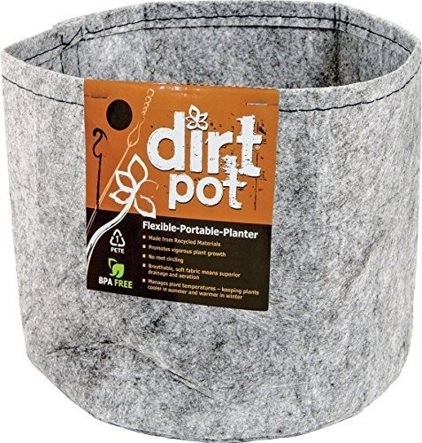 Hydrofarm Dirt Pot Flexible Portátil Tela Plantador Gris 3 G