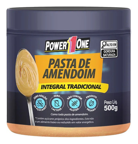 Pasta De Amendoim Tradicional Integral Pote 500g - Power One