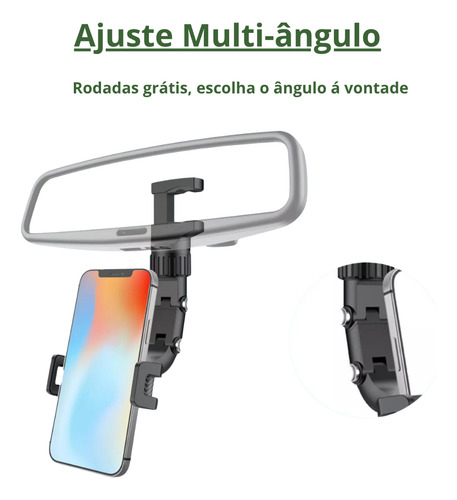Suporte De Celular Com Clipe Espelho Retrovisor Carro E Mesa Verde