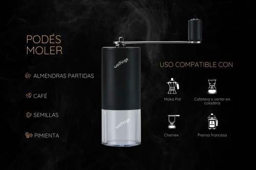 Imagen 8 de 10 de Molinillo Cafe Manual Granos Muelas Calidad Excelente