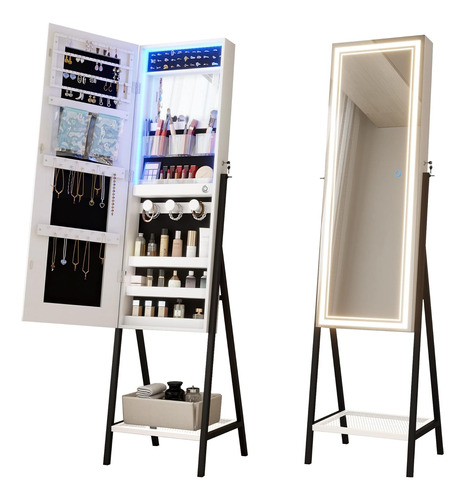 Mirror Jewelry Cabinet Standing With Led, Jewelry Mirror Ful