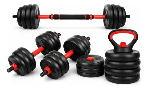 Kit Halteres Ajustável 6 Em 1 Barras Anilhas 39kg Musculação Pret...