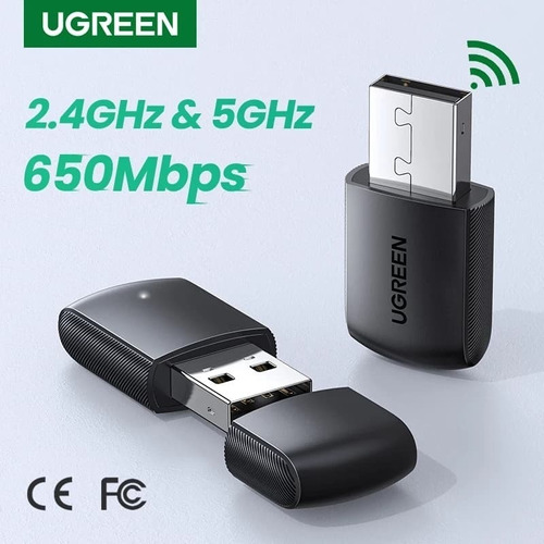 Adaptador Usb Wifi 5g / 2.4g Para Pc Banda Dual Ac650 Ugreen