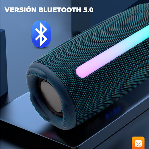 Bocina Bluetooth Altavoz Portatil Recargable Luces Led Usb Color Rojo