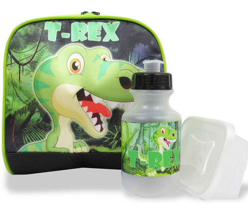 Kit Escolar Infantil Mochila Costas Dinossauro Trex Tam G