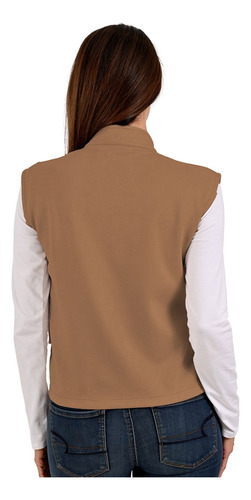 Chaleco De Gamuza Dama Con Botones Y Bolsas Casual