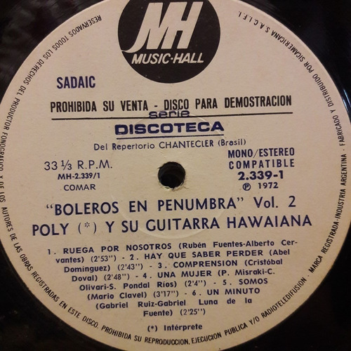 Sin Tapa Disco Poly Y Su Guitarra Hawaiana Boleros Vol 2 M0