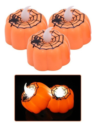 Vela Luz Led / Silueta Calabaza / Decoración Halloween 3 Uds