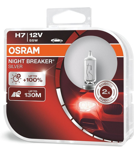 Lampara Osram  12v H7 55w Silver Night Breaker 100%+ Luz