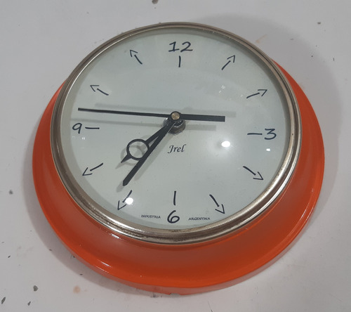 Reloj De Pared Naranja Vintage 70 S *a Pilas