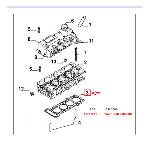 Junta Cabecote Motor Original Toro 2016 A 2021