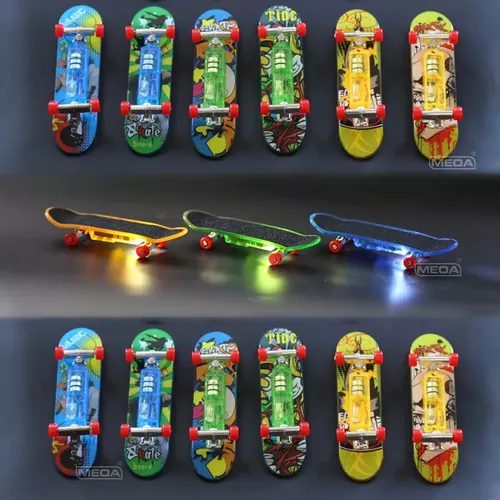 Skate De Dedo Com Luz Led Mini Brinquedo Radical Fingerboard