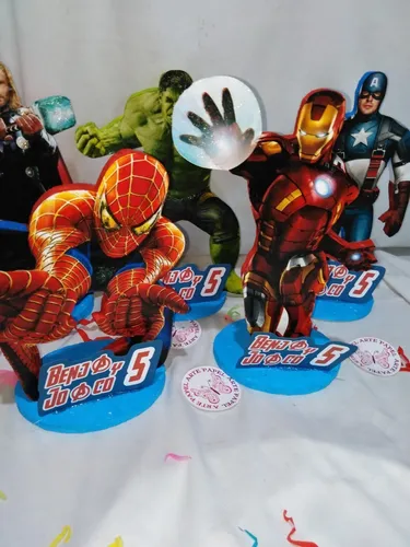 Centro De Mesa Avengers Hulk Ironman Tort Capitan De30 Cms