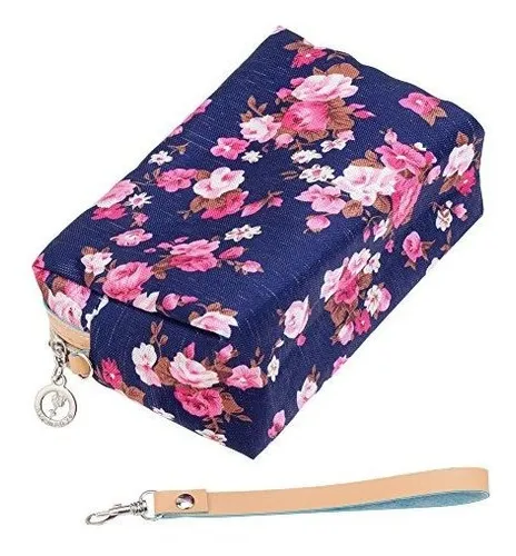 Nylon Azul Marino Lavable Y Duradero. Bolsa De Maquillaje Y