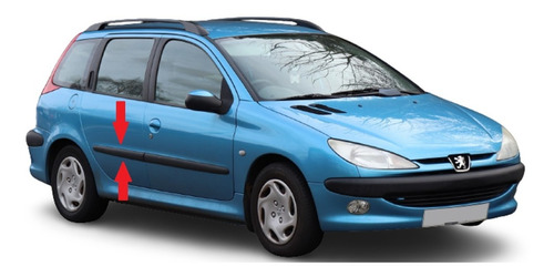 Peugeot 206 Sw Bagueta Negra Puerta Trasera Derecha Adhesiva