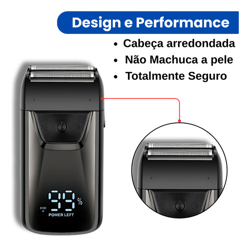 Barbeador Shaver Bivolt 5w Display Led Aparador Pelo Nariz
