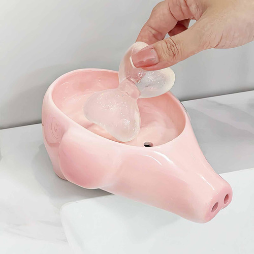 Jabonera Con Caja Creativa Autodrenante, Forma De Cerdo,