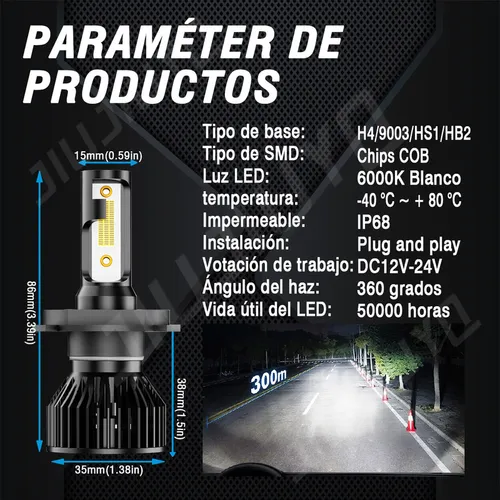 St H4 Blanco Kit Faros Led Luz Alta Y Baja For Ford 16000lm