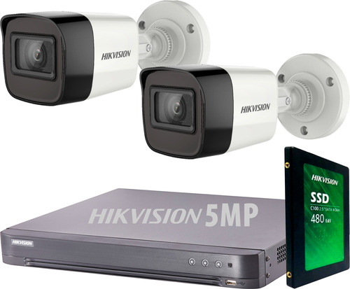 Kit Seguridad Hikvision Dvr 4k 4ch + 2 Camaras 5mp + 1 Tb