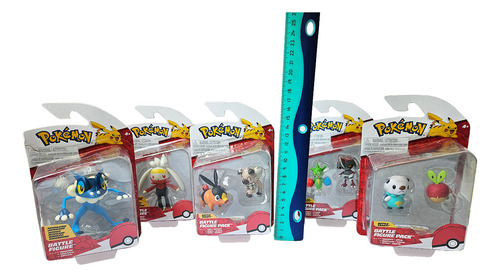 5 Pack Figuras Pokémon Battle Frogadier Raboot Tepig Roselia