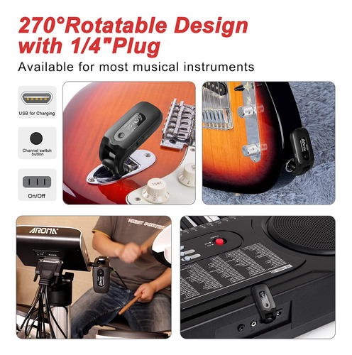 Sistema Inalámbrico De Guitarra, Juego De Receptor Y T...