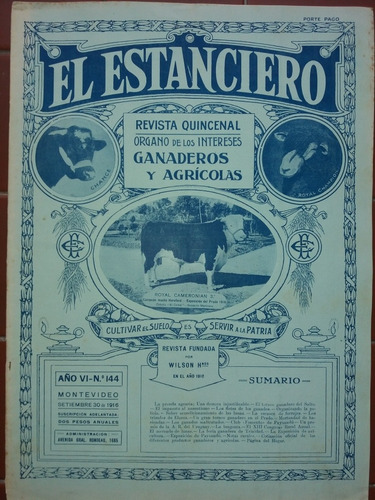 Revista El Estanciero 1916 Expo Paysandu Cabaña El Ceibal 