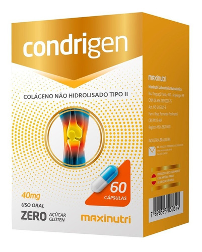 Imagem 1 de 1 de Suplemento em cápsulas Maxinutri Colágeno Tipo II Condrigen colágeno em caixa de 33.6g 60 un