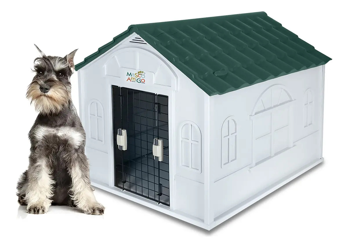MascoAmigo | Casa Térmica Para Perros Razas Medianas 75x65x63 | Puerta Metálica | Exterior e Interior | Verde Musgo