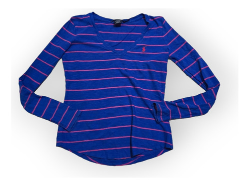 Playera Ralph Lauren Sport Extra Chica De Mujer Azul Rayada