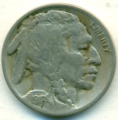 Ee.uu. Moneda De Cupro-níquel 5 Centavos 1918 Búfalo B+