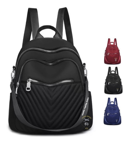 Mochila de lujo impermeable casual para mujer, color negro