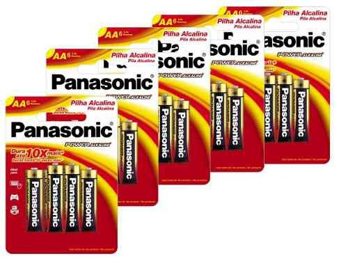 60 Pilhas Alcalina Pequena Aa Panasonic Blister Com 6 Pilha