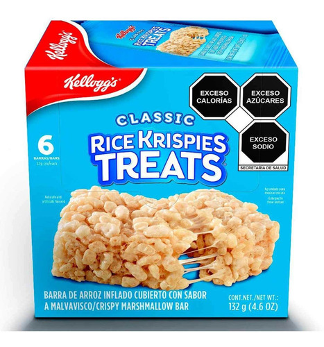 Barras Kellogg's Rice Krispies Treats Sabor A Malvavisco 132g