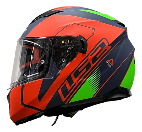 Casco Para Moto Stash Azul Naranja