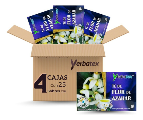 Pack 4 Té De Flor De Azahar Caja C/25 Sobres De 1gr Yerbatex